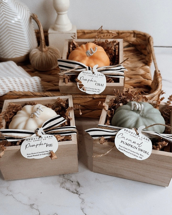 Heirloom Pumpkin Candle In Wood Crate