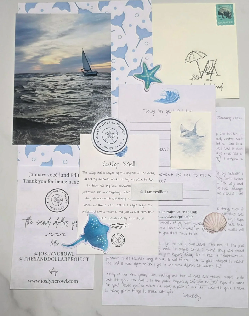 Shop small business - collection of coastal themed cards, photos and stickers
