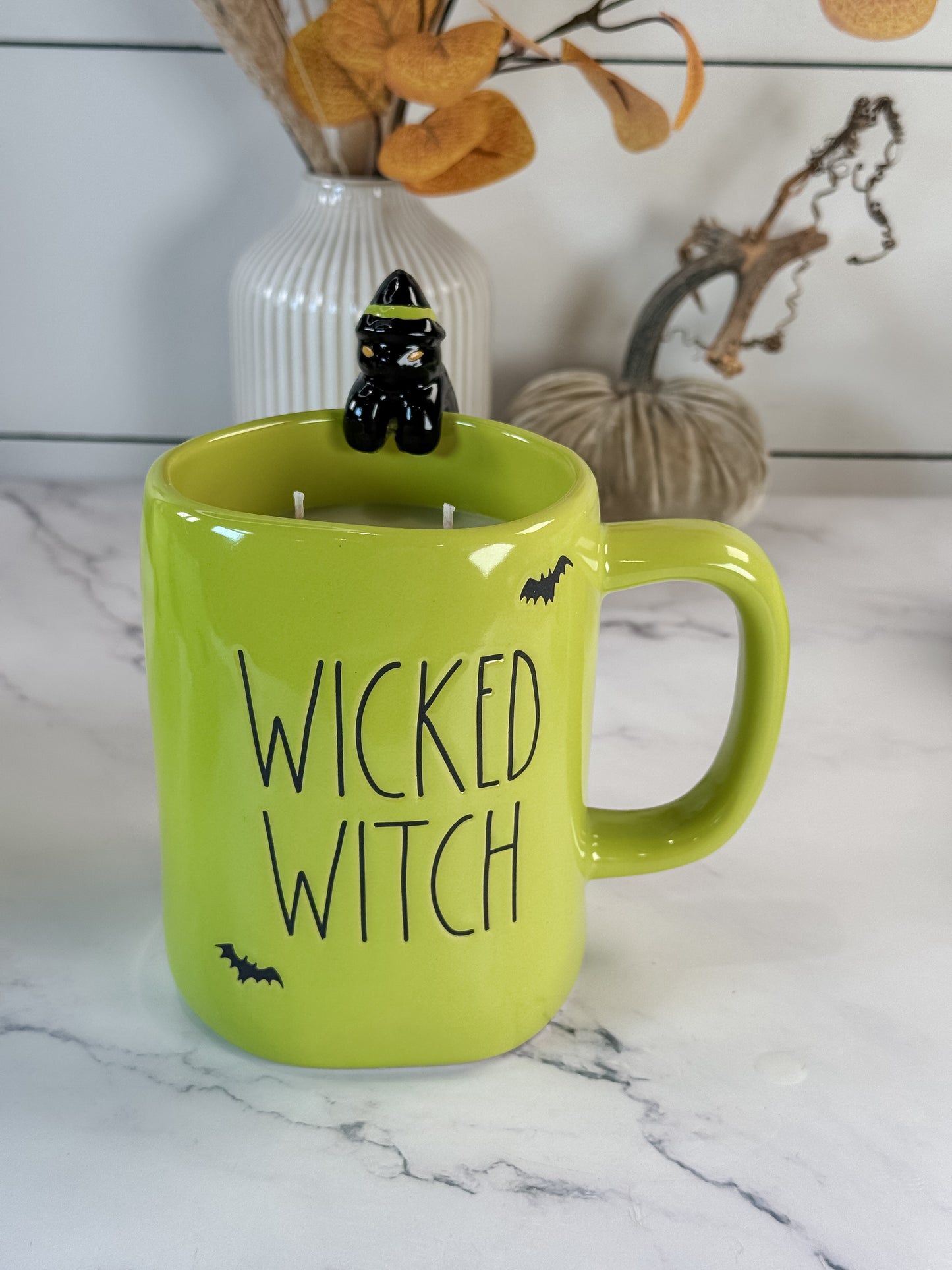 Wicked Witch Mug Candle With Black Cat Charm