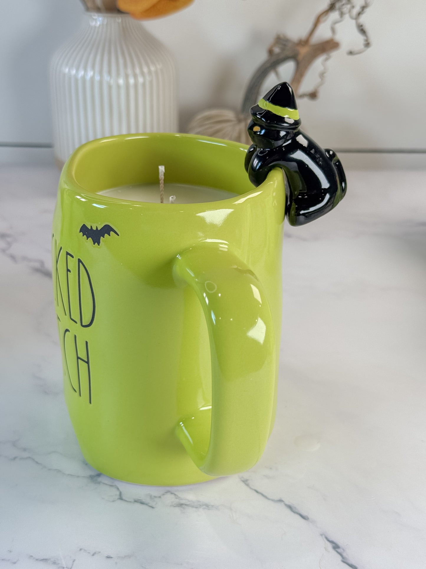 Wicked Witch Mug Candle With Black Cat Charm