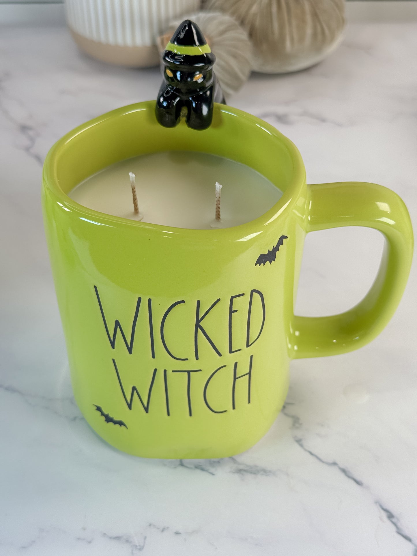 Wicked Witch Mug Candle With Black Cat Charm
