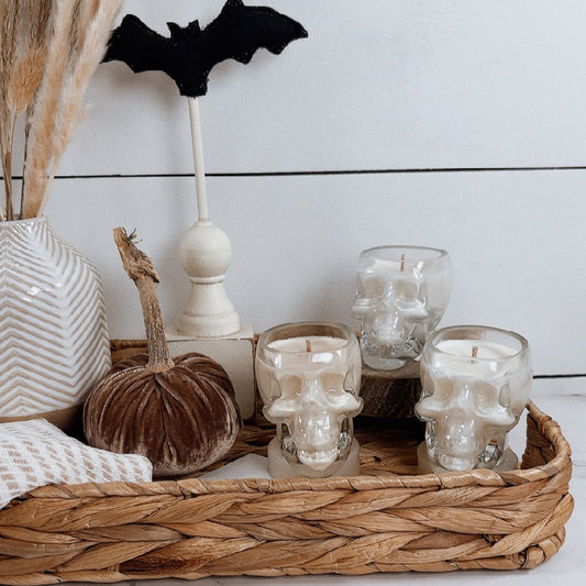 Mini Glass Skull Candle