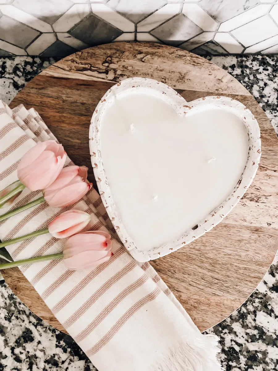 Heart Wood Dough Bowl Candle (white, 3 wick)